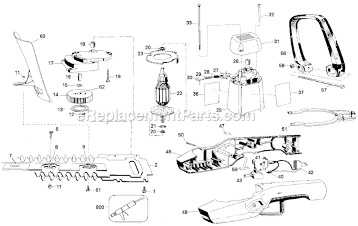 Page A Diagram and Parts List for 8134 Type 1 Black and Decker Hedge Trimmer